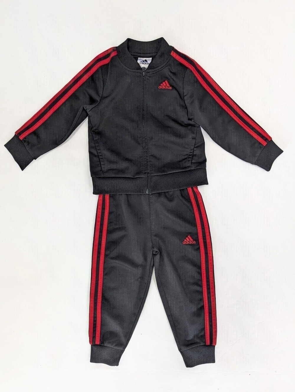 Adidas Boys Black & Red Classic Tricot Jacket and Track Pants, 2-Piece Set
